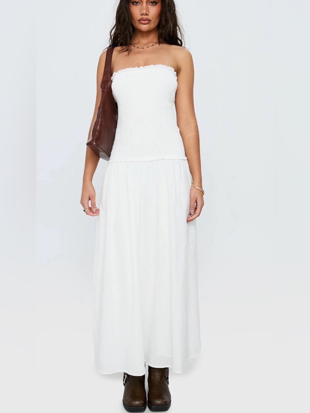 Princess Polly Tinsie Strapless Maxi Dress White